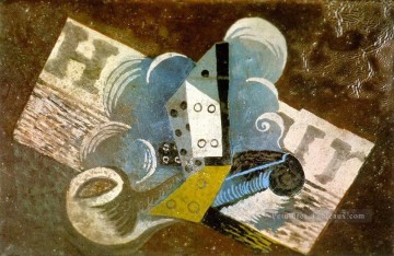 porteur pipe Tableau Peinture - Pipe de journal 1915 cubiste